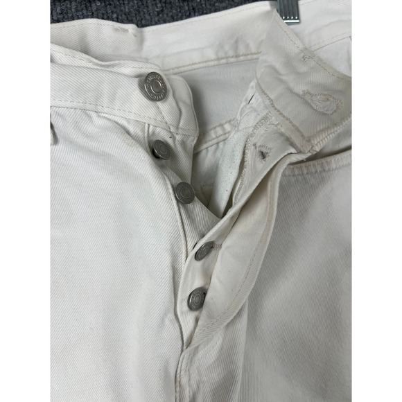 Levi's 501 Shorts Mens Size 30 White Denim Cut Off Raw Hem Summer Casual - Picture 8 of 10